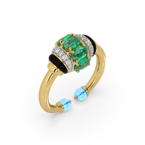 Emerald Diamond Turquoise Ring